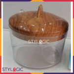 Sugar Pot With Spoon In Wood Style